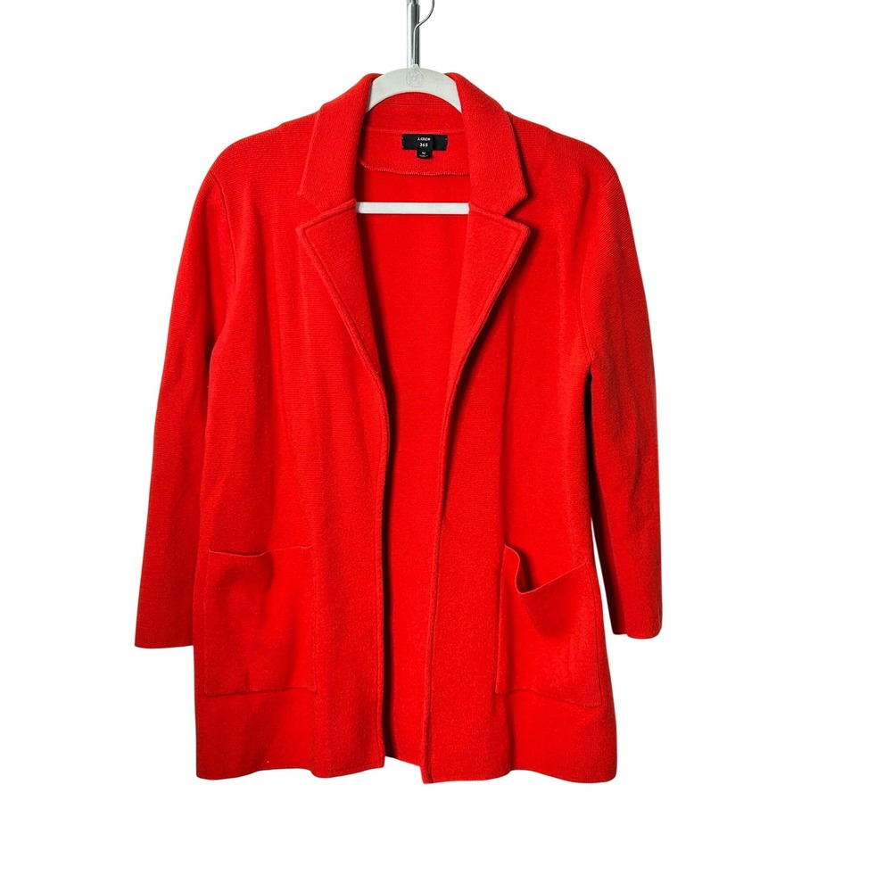 J.Crew 365 Sweater Blazer Red Knit Open Front Cardigan Jacket Medium